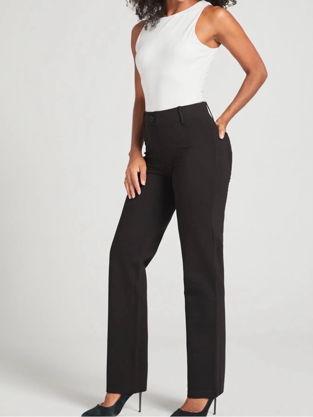 Betabrand Black Straight Leg Dress Pant Yoga Pants Size Medium
